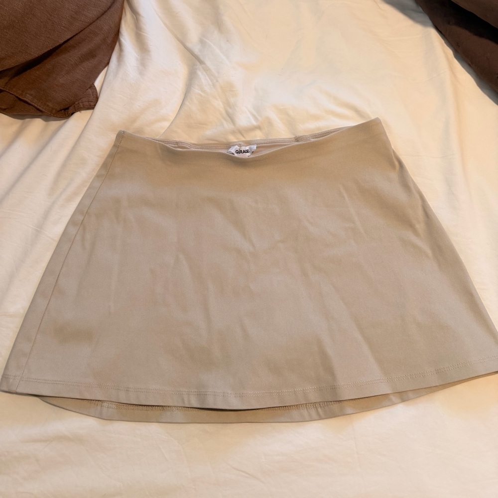 Garage Beige A-Line Mini Skirt